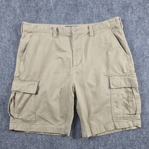Eddie Bauer Men's Cargo Shorts Khaki Tan 38 Heavy Cotton Twill Outdoor Hiking